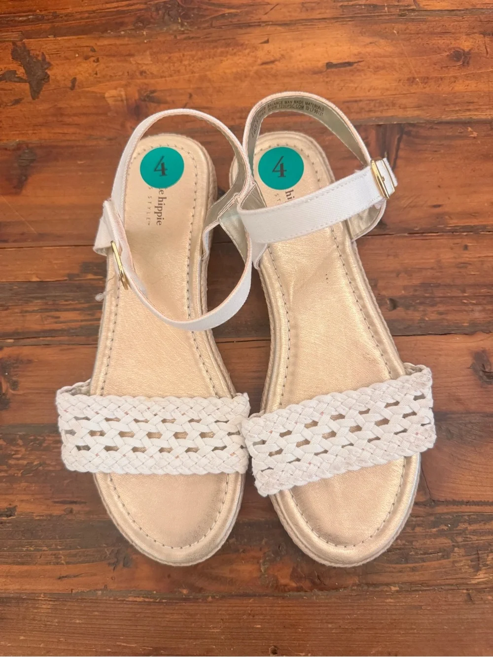 Hippie Rose Cream Braided Front Strap Ankle-Strap Sandals